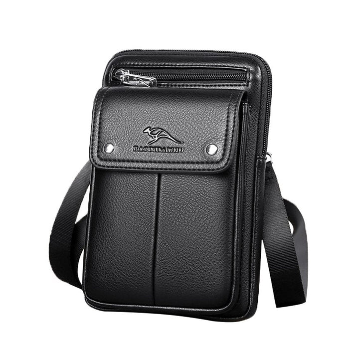 Kompakt PU-läder crossbody-väska för herrar med justerbar axelrem | Karnz