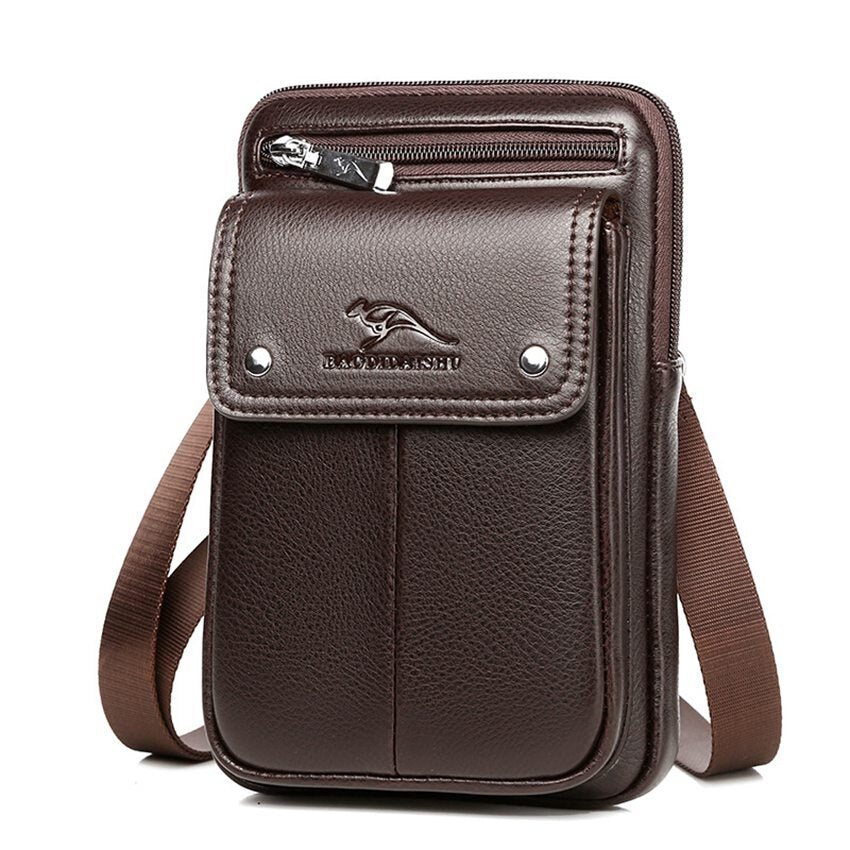 Kompakt PU-läder crossbody-väska för herrar med justerbar axelrem | Karnz