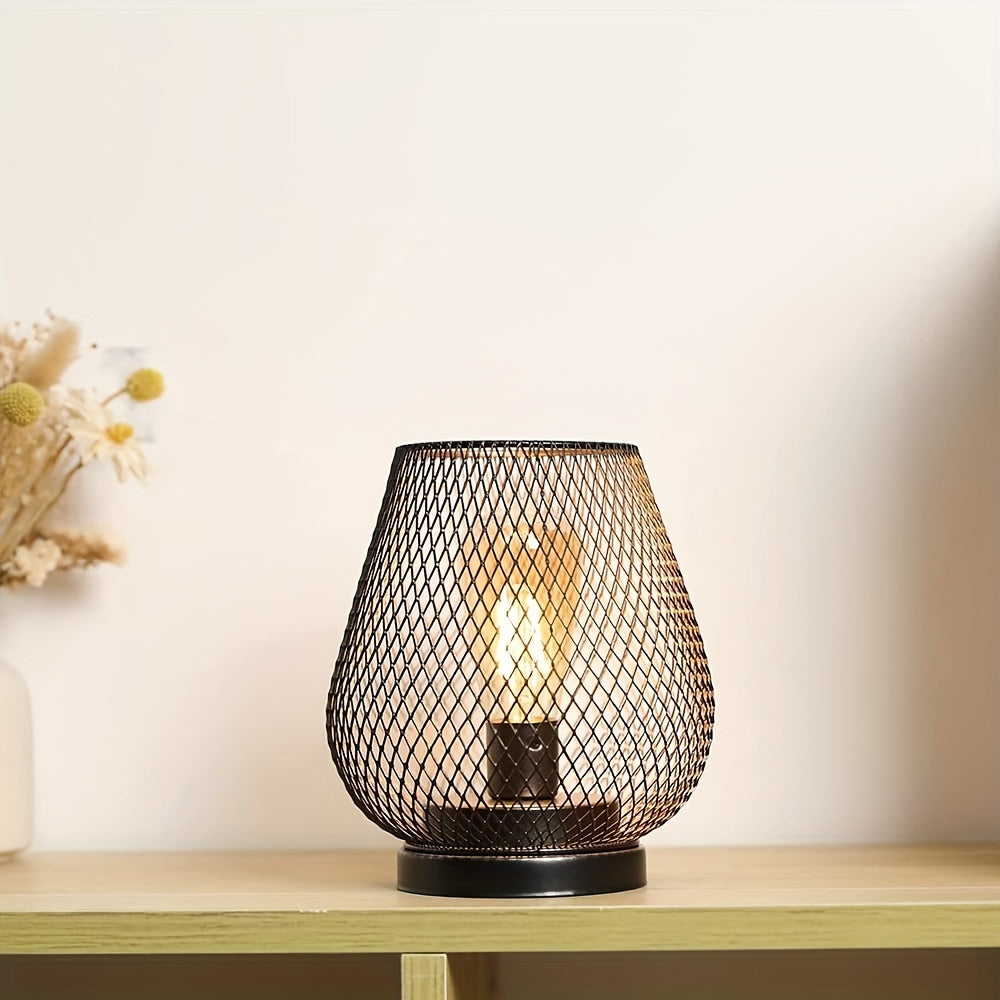 Sandsberg | Atmosfäriska Bordslampor | Varmt Ljus i Metallgaller-Design | 2-pack