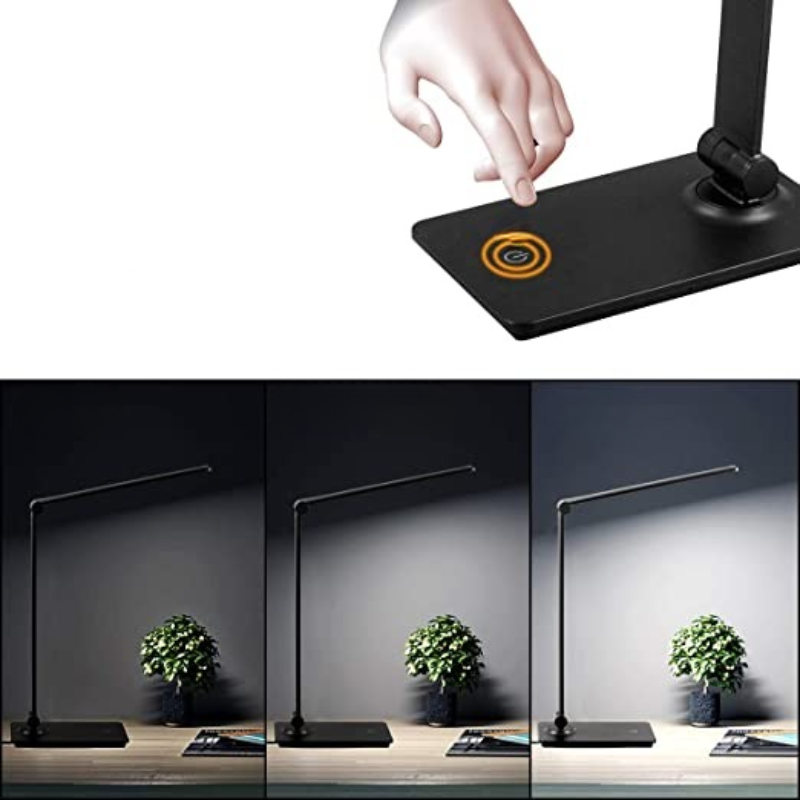 LED-skrivbordslampa, Touch-Control skrivbordslampa med 3 ljusstyrkenivåer, dimbar kontorslampa med justerbar arm, hopfällbar bordslampa för skrivbord, sovrum, nattduksbord, kontor