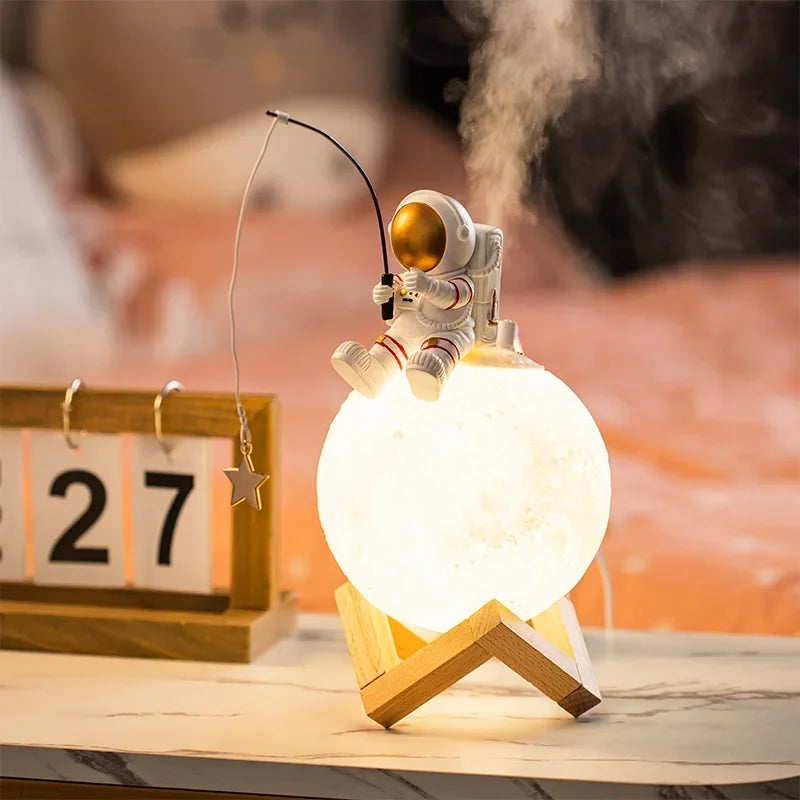 3D Astronaut Månlampa med LED Nattljus, Dimbar Touch-kontroll och Dekoration för Barnrum | Karnz