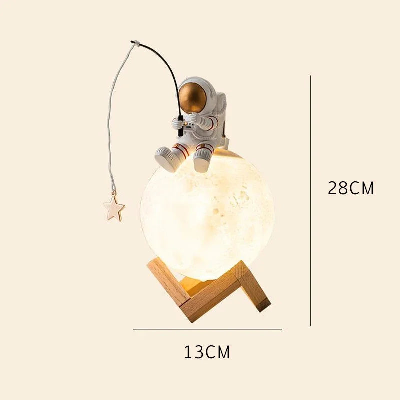 3D Astronaut Månlampa med LED Nattljus, Dimbar Touch-kontroll och Dekoration för Barnrum | Karnz