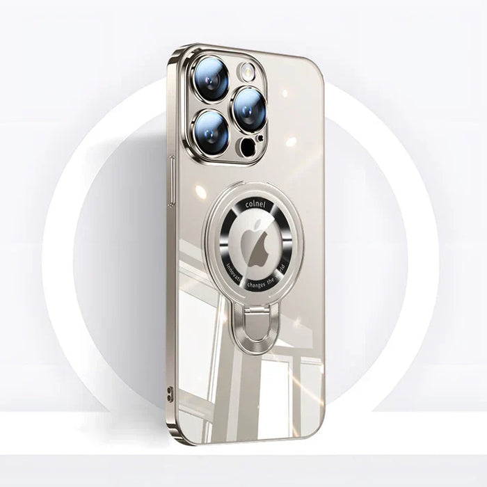 Karnz | iPhone MagSafe Serie | Transparent elektropläterad roterande ställhandyfodral