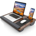 Ergonomisk laptopställ med handledsstöd och fack för enheter | Karnz