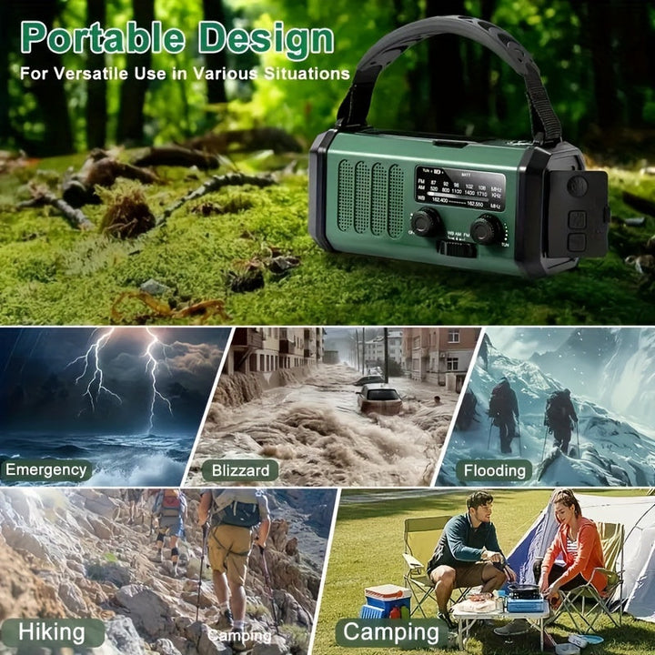 Karnz | StormMate X10 Nödradio med 10.000 mAh Powerbank | Sol, Vevar &amp; USB-C | LED-lampa, SOS-larm &amp; Kompass | AM/FM/NOAA