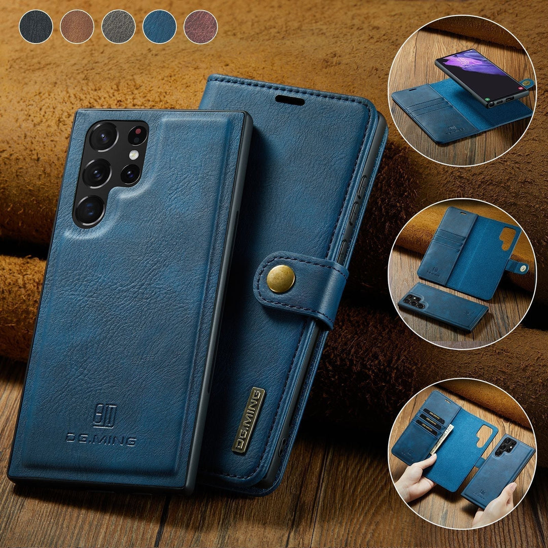 2-i-1-Läderfodral med Avtagbart Lock för Samsung Galaxy