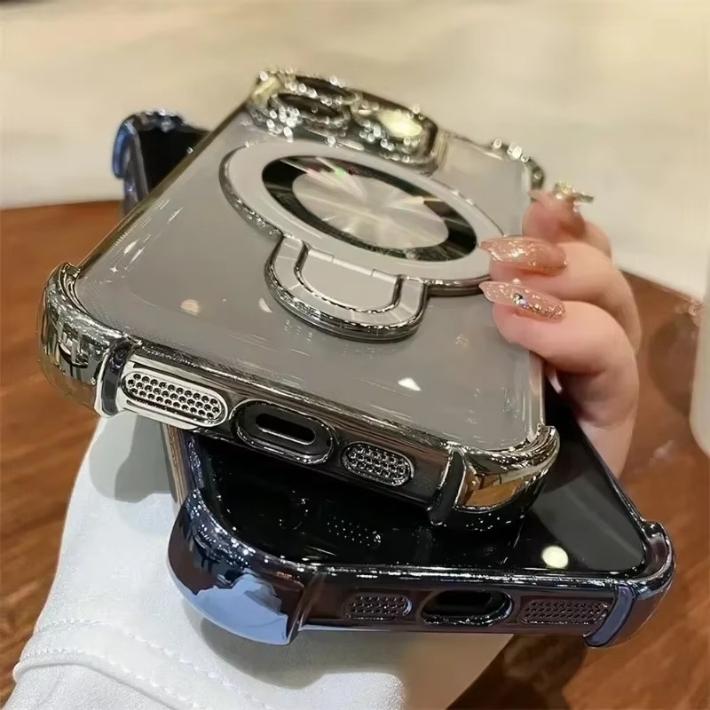 Högkvalitativ magnetisk iPhone-fodral med MagSafe-stativ och stötskydd
