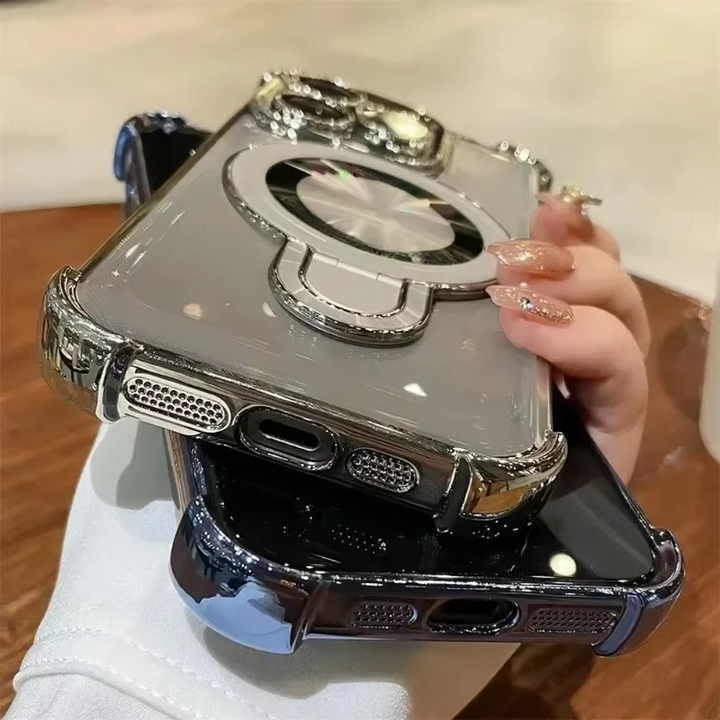 Högkvalitativ magnetisk iPhone-fodral med MagSafe-stativ och stötskydd
