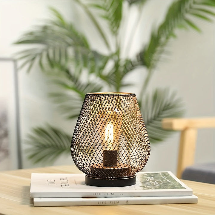 Sandsberg | Atmosfäriska Bordslampor | Varmt Ljus i Metallgaller-Design | 2-pack