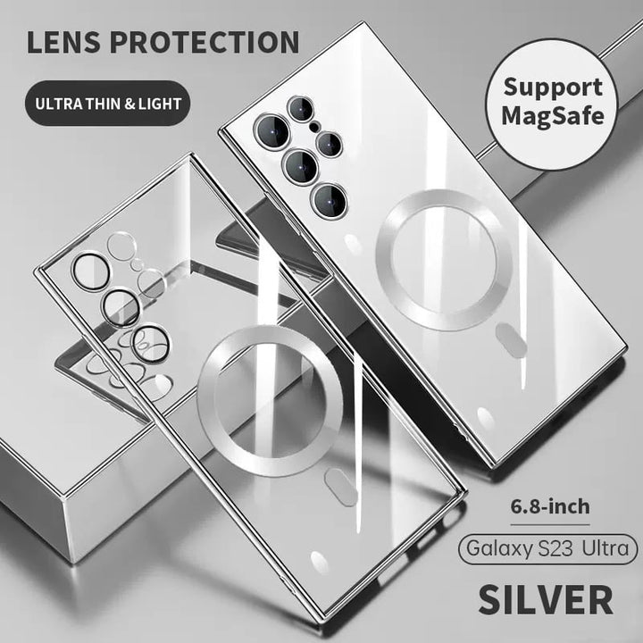 Transparent lyxbeläggning magnetiskt skydd för Samsung