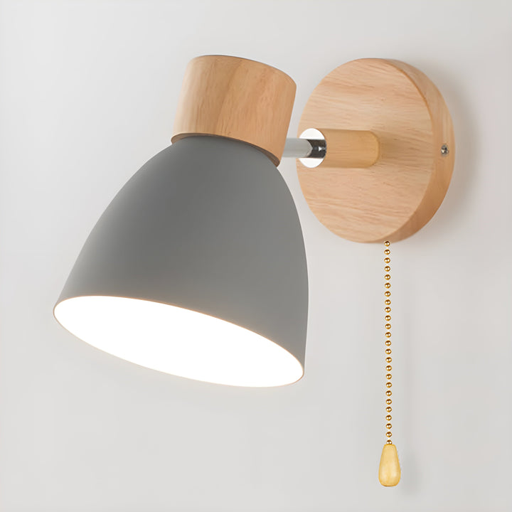 Trä Norrisk Vägglampa med Strömbrytare för Sovrummet