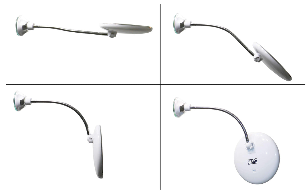 Sandsberg LED-förstoring spegel med flexibel gås hals | 10x förstoring | Dagsljus-LED | Kosmetikspegel