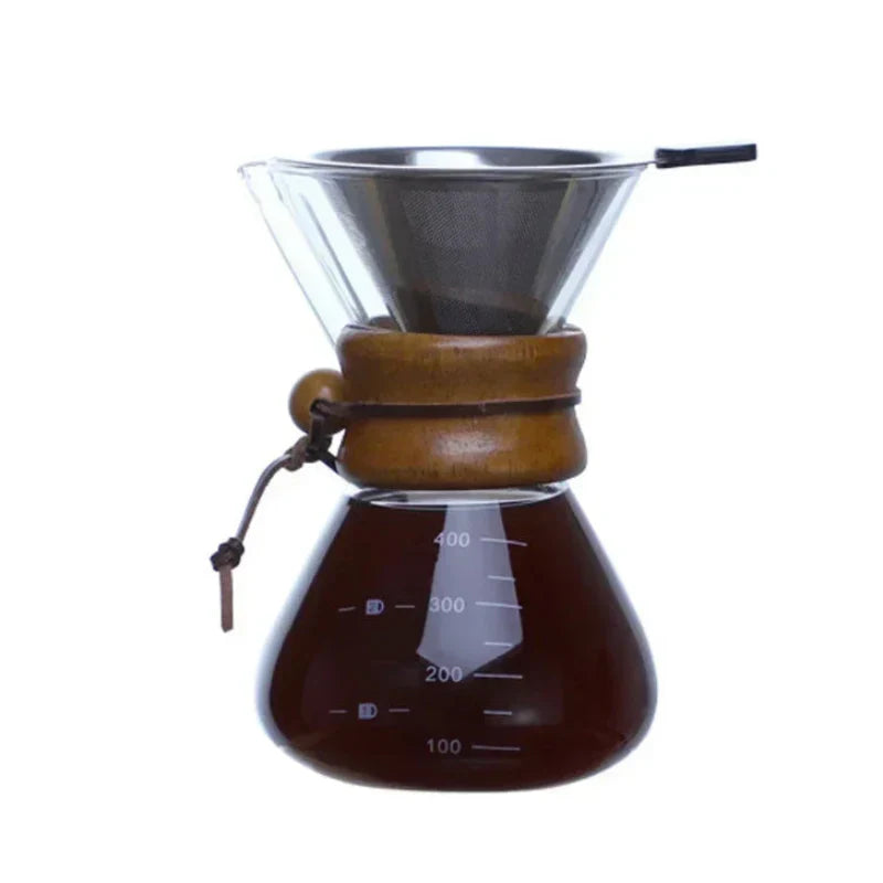 Handglas-Kaffekanna med rostfri stålfilter för droppbryggning av kaffe | Karnz