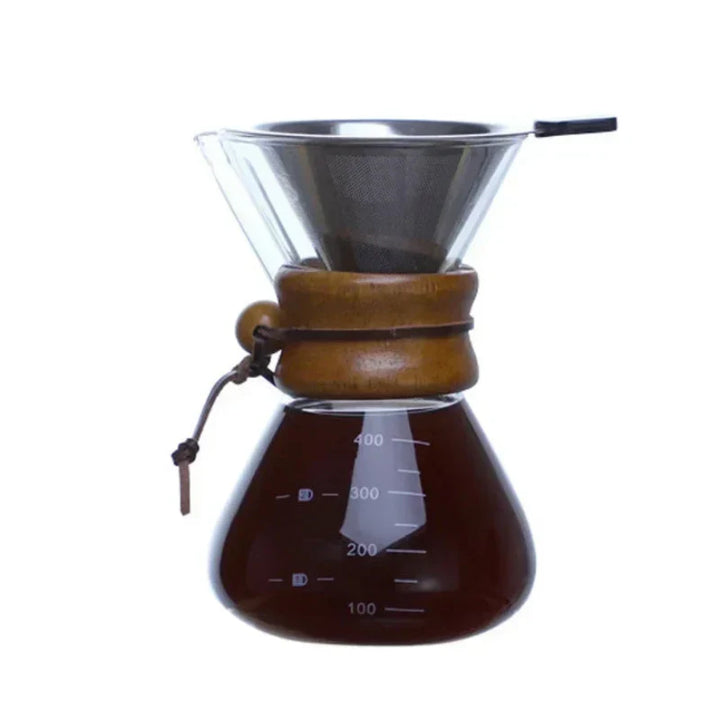 Handglas-Kaffekanna med rostfri stålfilter för droppbryggning av kaffe | Karnz