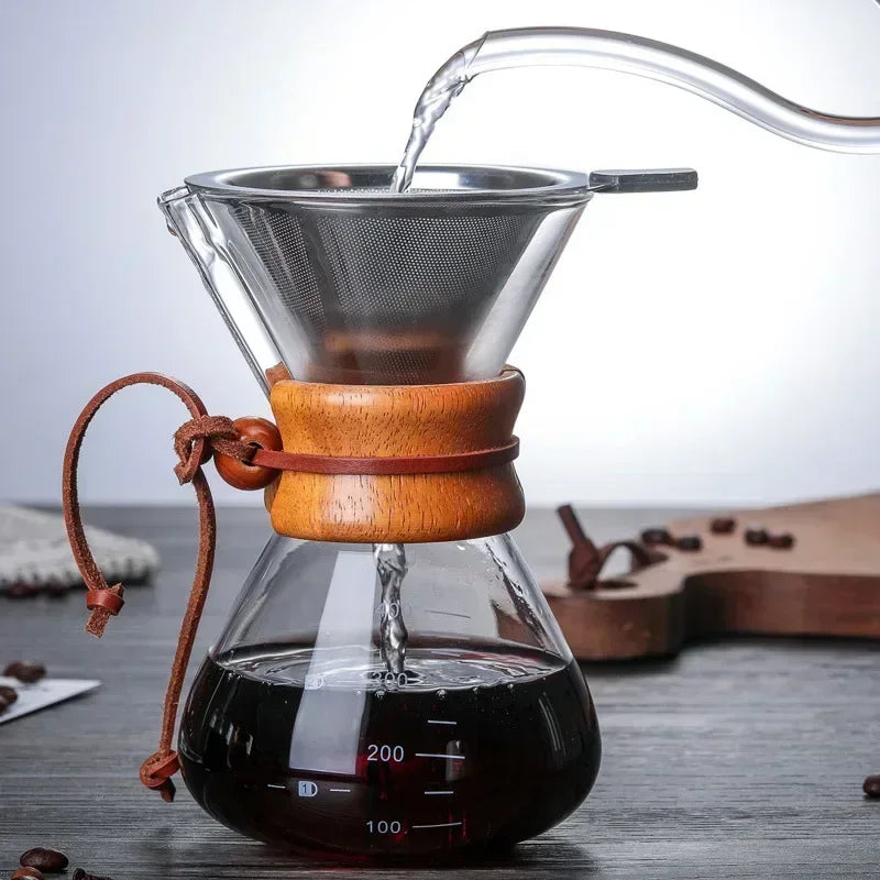 Handglas-Kaffekanna med rostfri stålfilter för droppbryggning av kaffe | Karnz
