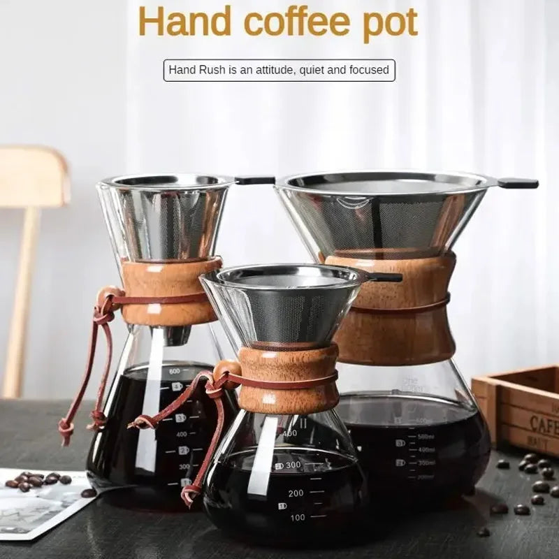 Handglas-Kaffekanna med rostfri stålfilter för droppbryggning av kaffe | Karnz