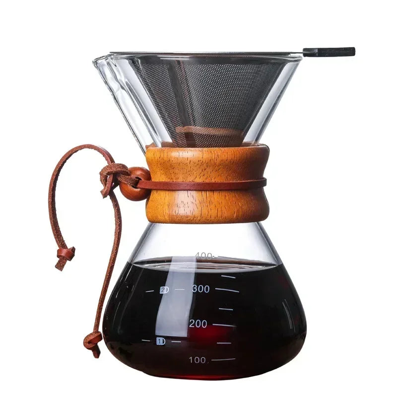 Handglas-Kaffekanna med rostfri stålfilter för droppbryggning av kaffe | Karnz