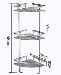 3-Tier Aluminium Badkarshörnskåp – Silver Karnz