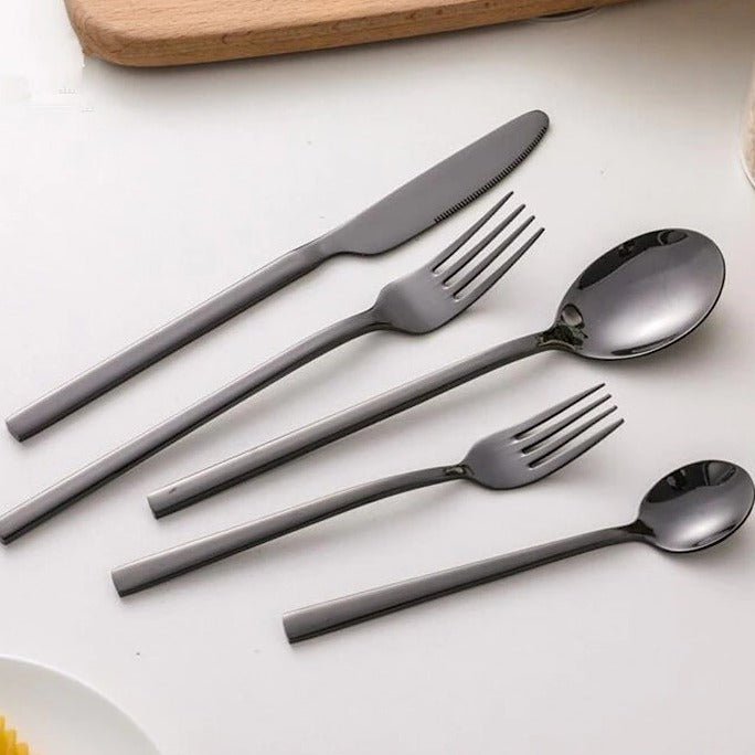Karnz | LumiDine 30-delars Premium Bestickset | Rostfritt Stål | Modernt Design | För 6 Personer | Hållbart &amp; Diskmaskinssäkert