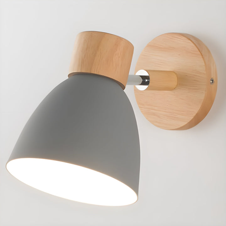 Trä Norrisk Vägglampa med Strömbrytare för Sovrummet