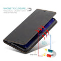 Läderfodral för iPhone 15 med plånboksformat | Magnetiskt flipfodral med kortfack