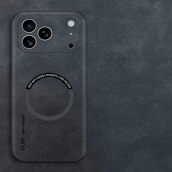 LUXEGUARD – Premium-skyddsfodral i läder med MagSafe för iPhone