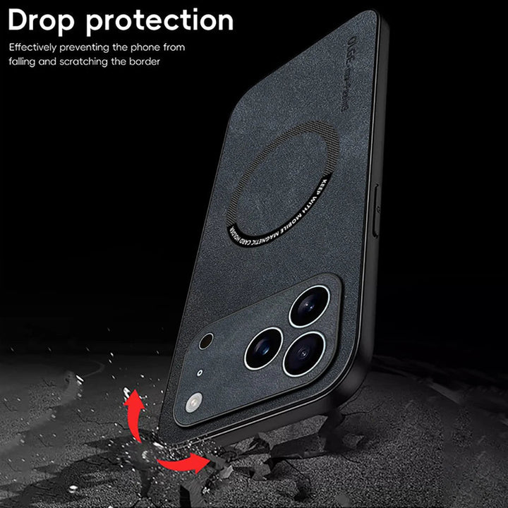 LUXEGUARD – Premium-skyddsfodral i läder med MagSafe för iPhone