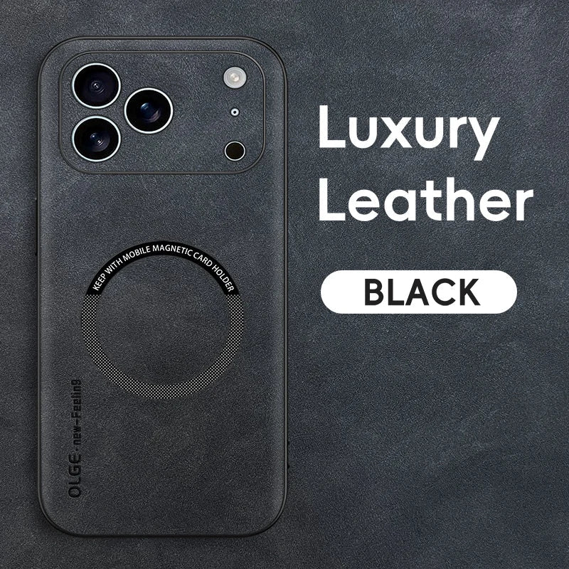 LUXEGUARD – Premium-skyddsfodral i läder med MagSafe för iPhone