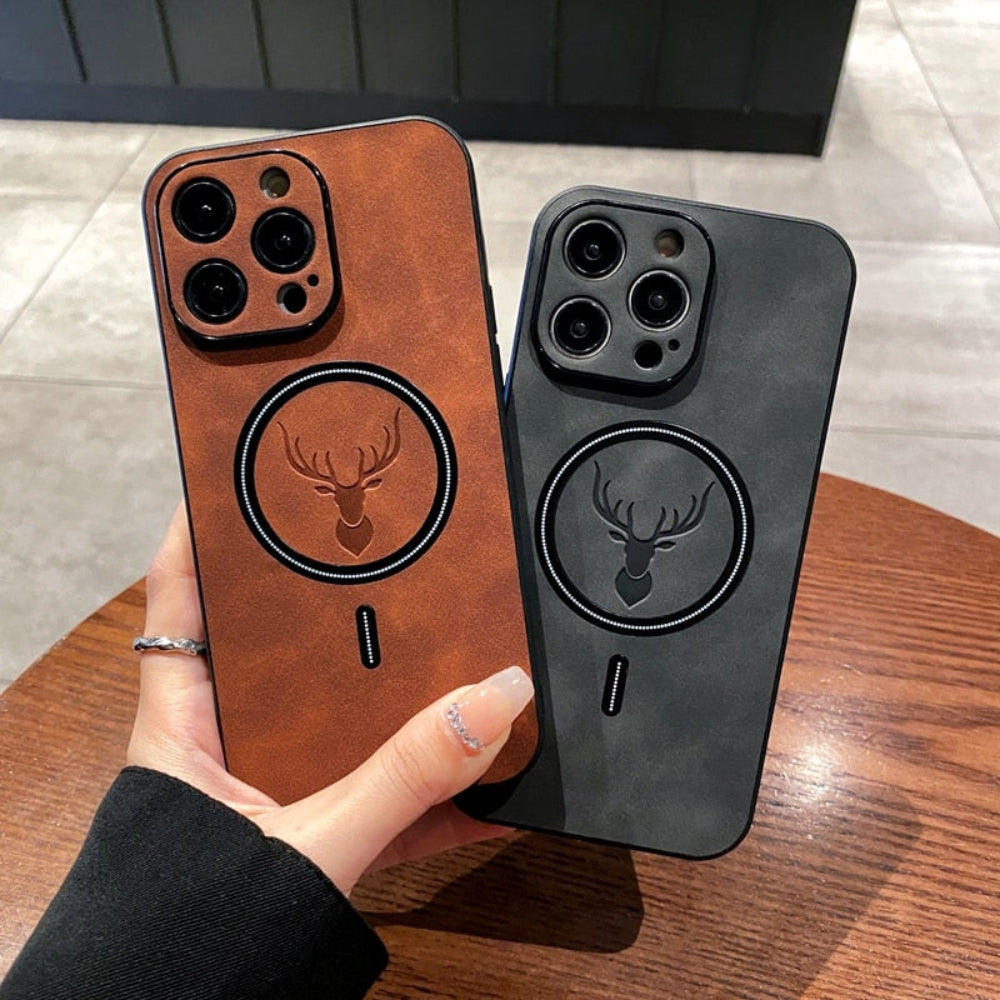 Magnetiskt skyddsfodral i läder för mobiltelefon