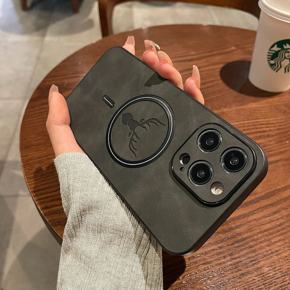 Magnetiskt skyddsfodral i läder för mobiltelefon