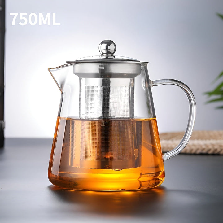 Värmebeständigt teservice i borosilikatglas – med filter | Idealisk för beredning av blommote