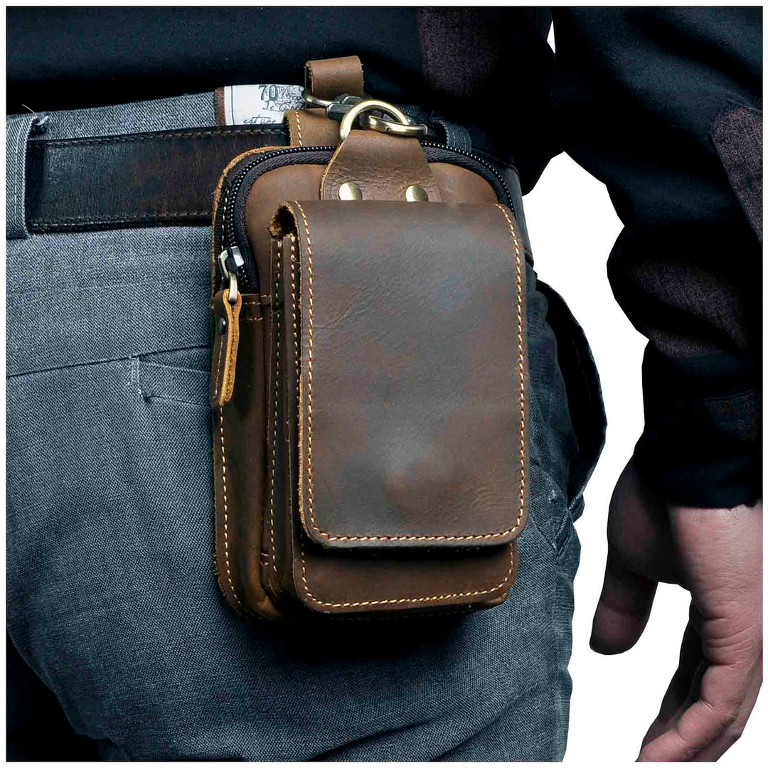 Högkvalitativ herrmidjeväska i läder – Guardian Leather