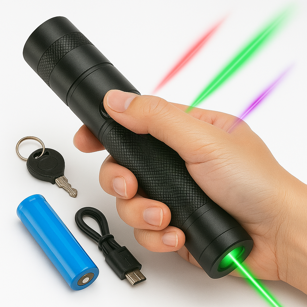 Uppladdningsbar högpresterande laserpekare ficklampa