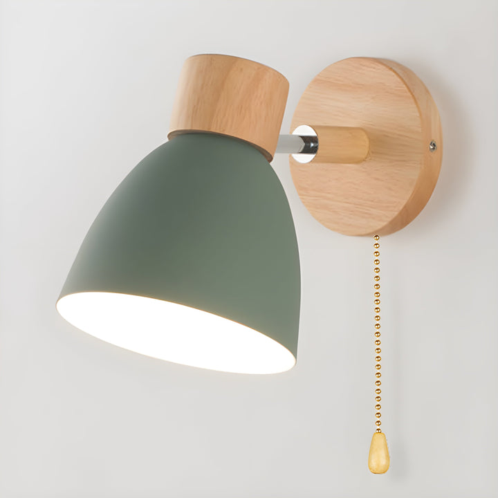 Trä Norrisk Vägglampa med Strömbrytare för Sovrummet