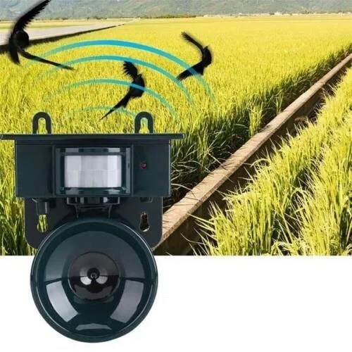 Fågelavskräckningsanordning och fågelskrämma med rörelsesensor för utomhusbruk