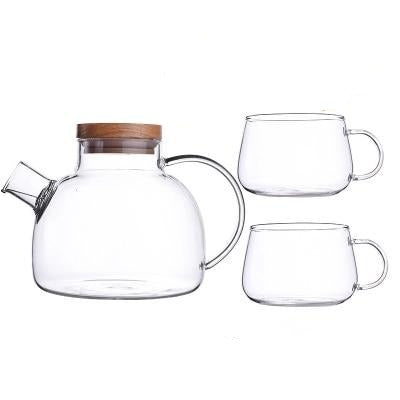Skandinavisk Glas-Teakanna-Set