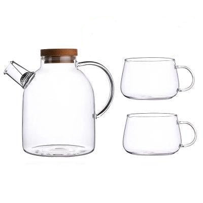 Skandinavisk Glas-Teakanna-Set