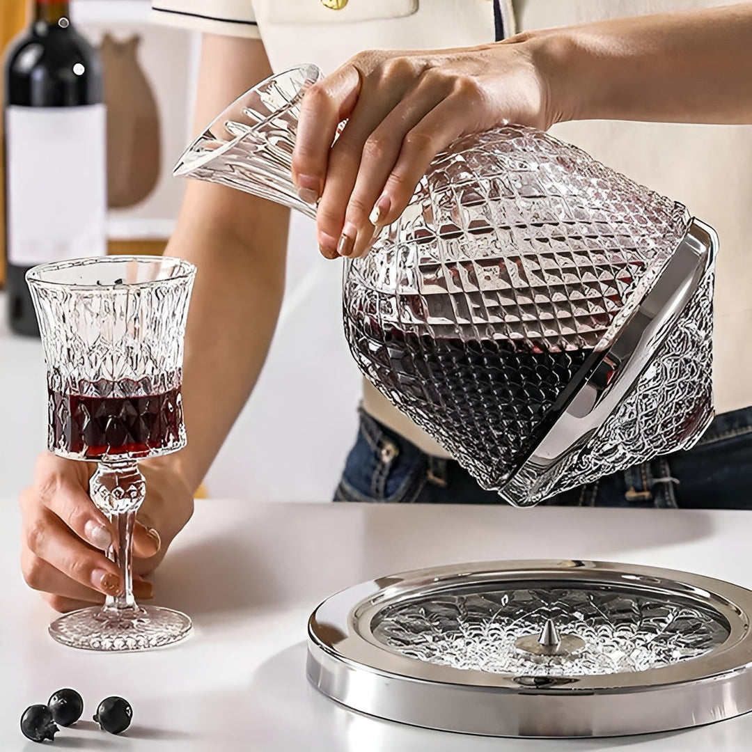 Kristallglas Karaff – 360° roter och elegant | 1,5 L vin- och dryckesdispenser | Karnz