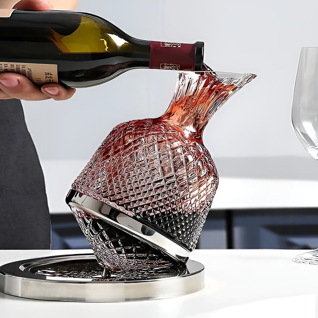 Kristallglas Karaff – 360° roter och elegant | 1,5 L vin- och dryckesdispenser | Karnz