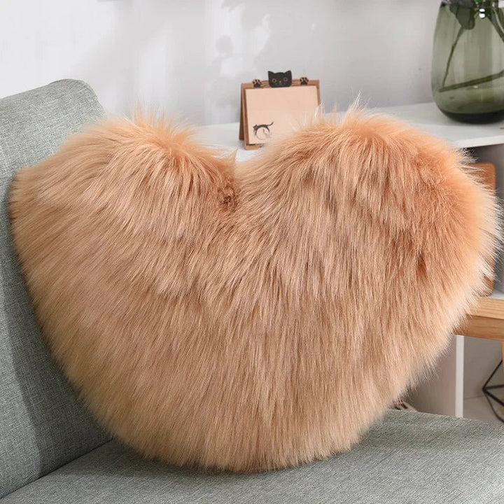 Mjuk Hjärformad Fuzzy Soffkudde i Soft-Polyester | Karnz
