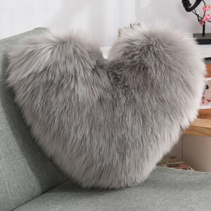 Mjuk Hjärformad Fuzzy Soffkudde i Soft-Polyester | Karnz