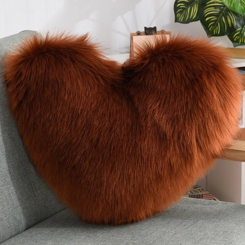 Mjuk Hjärformad Fuzzy Soffkudde i Soft-Polyester | Karnz