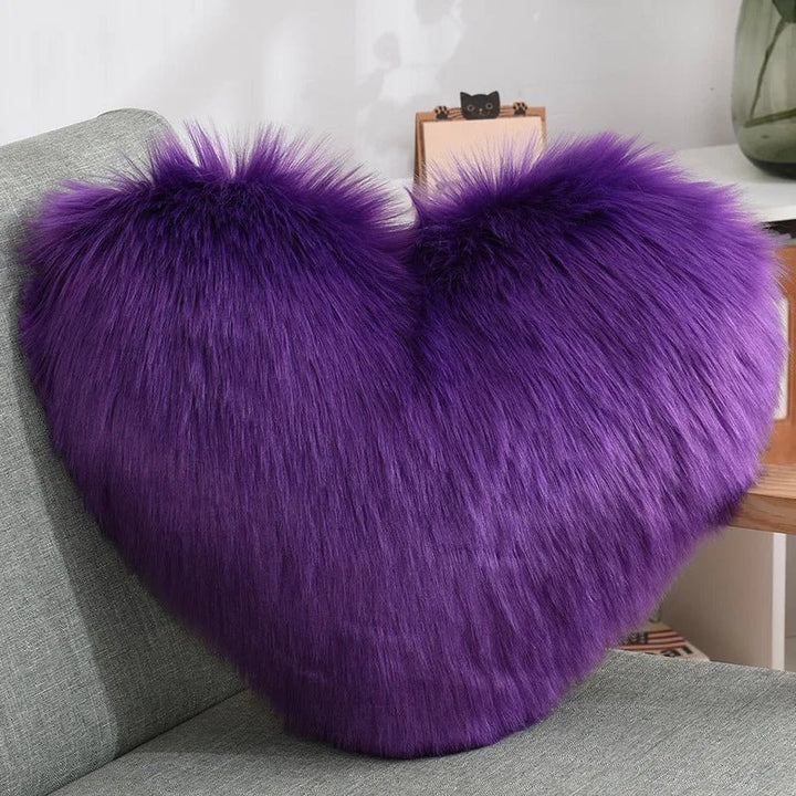 Mjuk Hjärformad Fuzzy Soffkudde i Soft-Polyester | Karnz