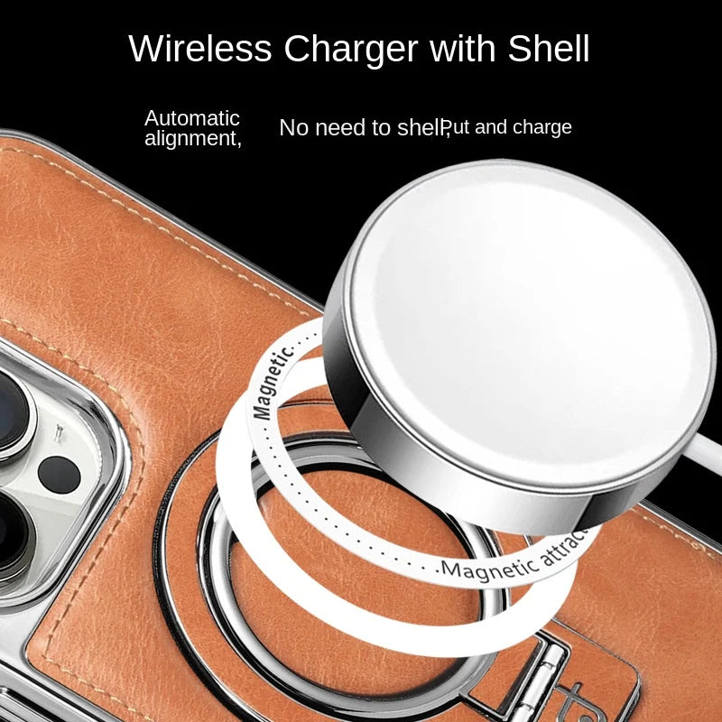 🎁Lyxigt läderfodral med osynlig ställning för iPhone🎁