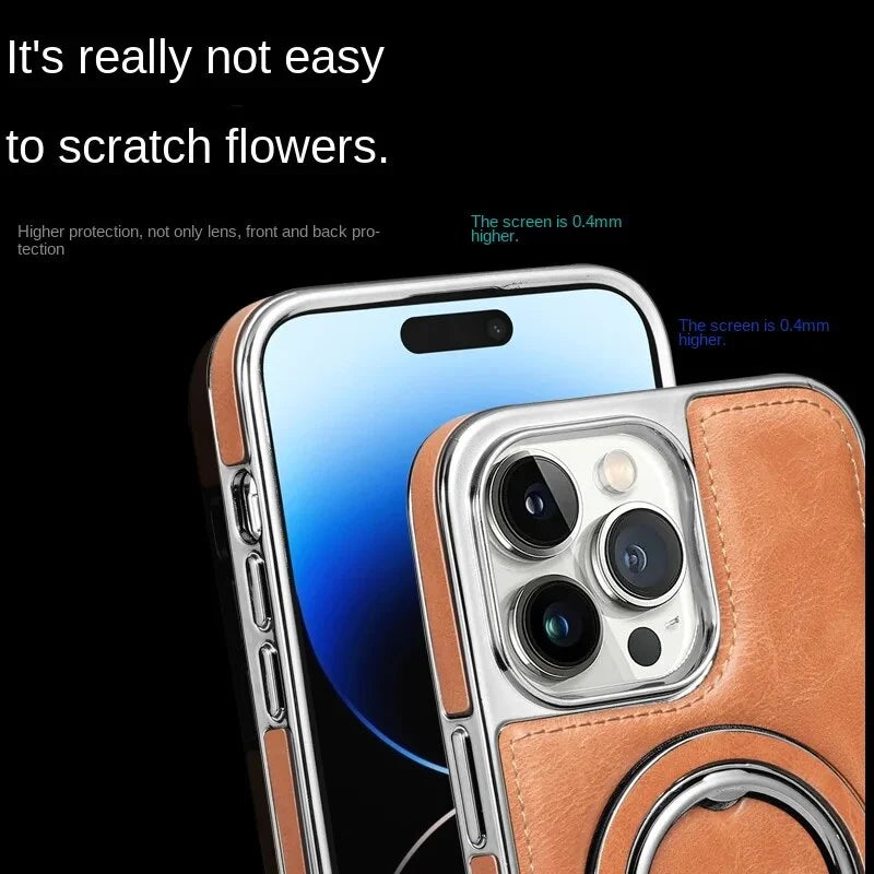 Lederhölje med osynlig ställning för iPhone
