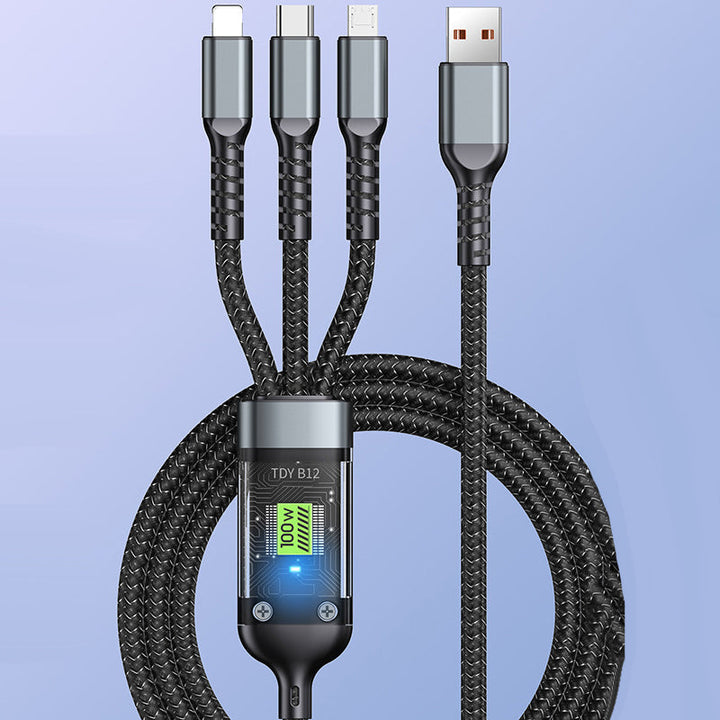 🔥3-i-1 100W Transparent Snabbladdningskabel