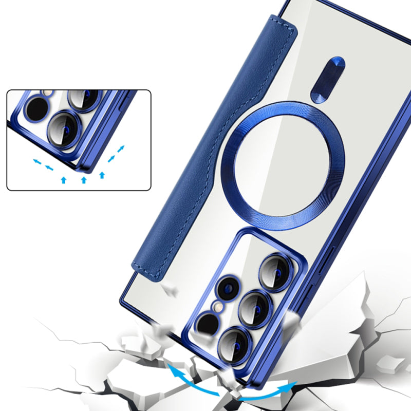 Sandsberg | Magnetisk Samsung Flip-fodral | Läderstruktur med ringhållare