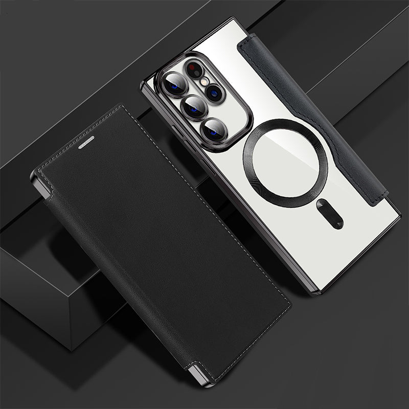 Sandsberg | Magnetisk Samsung Flip-fodral | Läderstruktur med ringhållare
