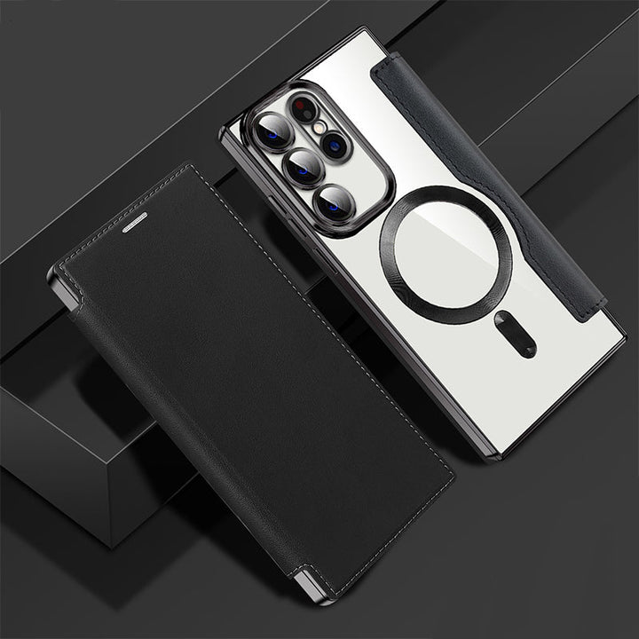 Sandsberg | Magnetisk Samsung Flip-fodral | Läderstruktur med ringhållare