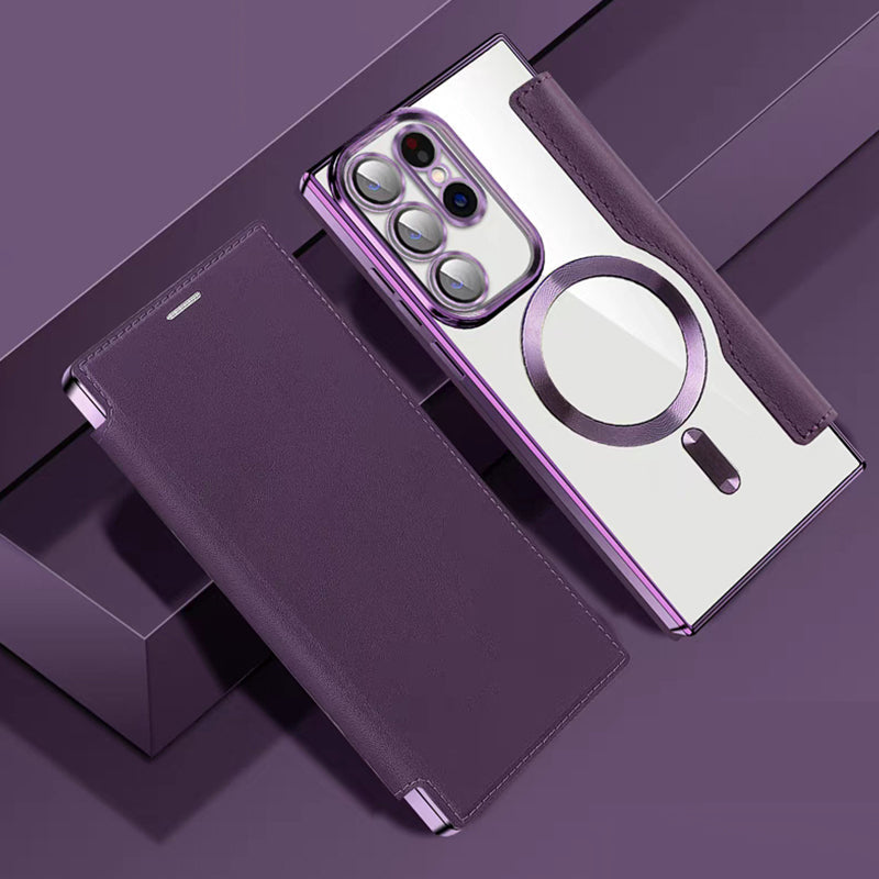 Sandsberg | Magnetisk Samsung Flip-fodral | Läderstruktur med ringhållare